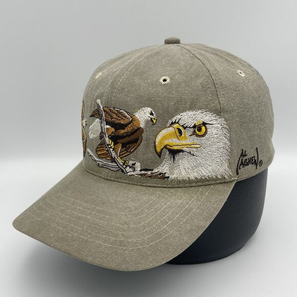 Vintage Al Agnew Bald Eagle Hat Cap 90s Embroidered American Wildlife Strapback - Picture 1 of 16
